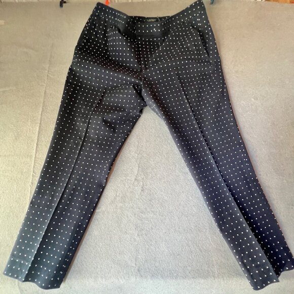 Lauren Ralph Lauren Women's Navy & White Polka Dot Straight Leg Trousers Size 16 - Picture 1 of 10